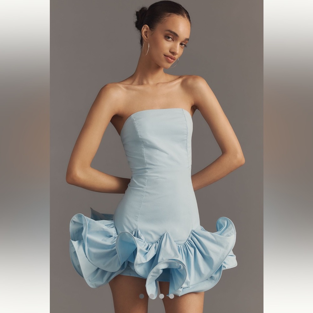Anthropologie Maeve NWT ruffle hem Sz S (runs large) mini dress straps/strapless